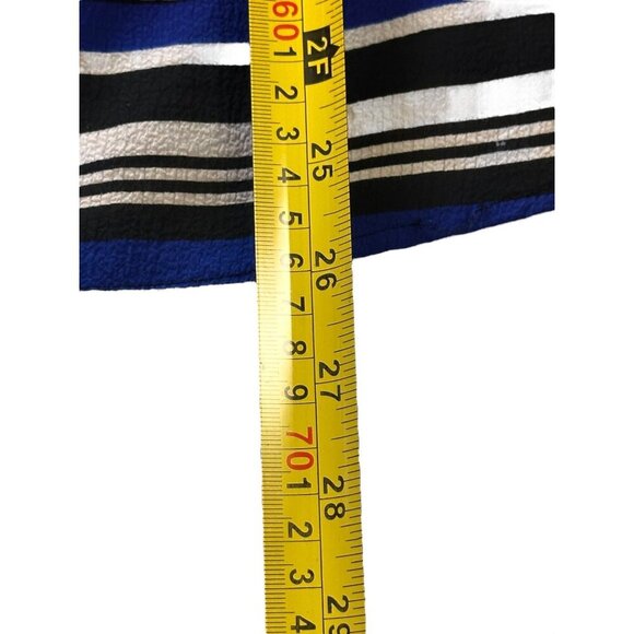Elle Womens Striped Short Sleeve Top Large Blue & Black Polyester Spandex Blend - Picture 9 of 11